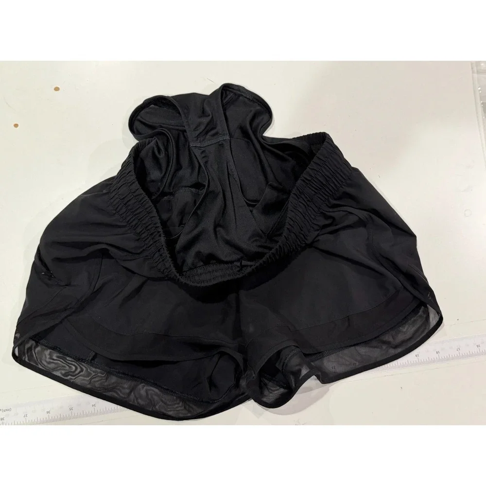 Athleta Mesh Racer Run Short 4 Black Womens Small Running Gym Athletic Shorts